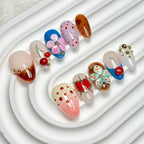 Press-On Nail Set Pre-Glued Artistic Designs