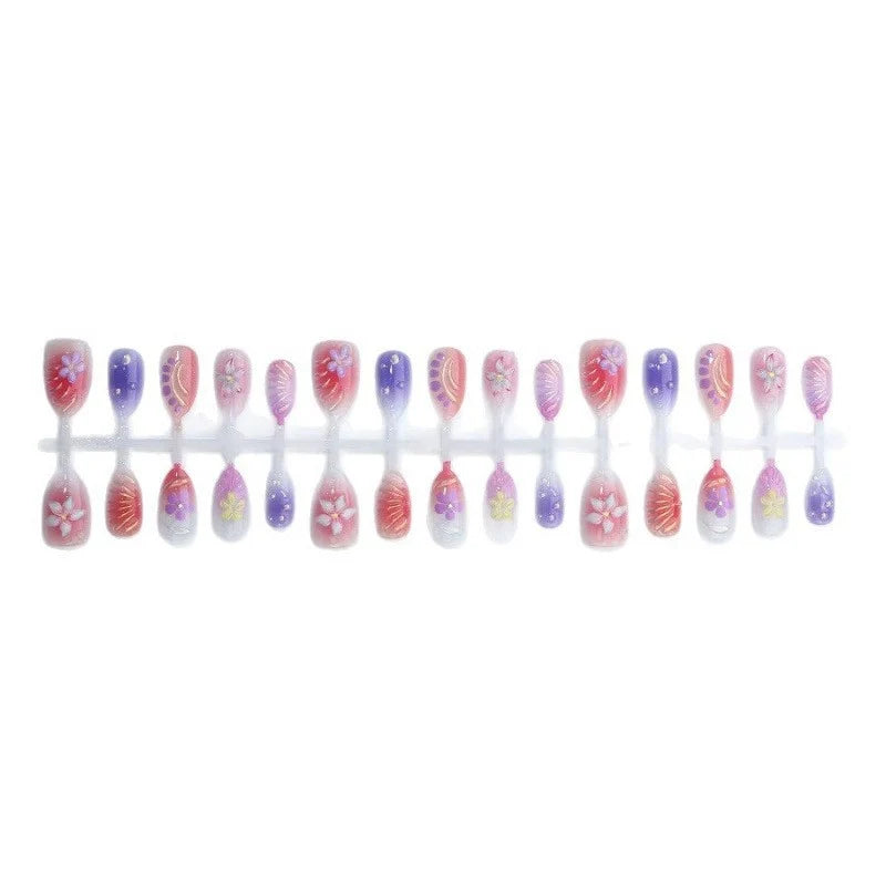 Press-On Nail Set Pre-Glued Floral Designs