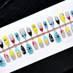 Press-On Nail Set Pre-Glued Floral Designs Chip-Resistant