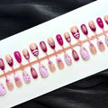 Press-On Nail Set Pre-Glued Floral Designs Long-Lasting