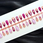 Press-On Nail Set Pre-Glued Floral Designs Long-Lasting