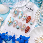 Press-On Nail Set Pre-Glued Floral & Geometric Multiple Sizes