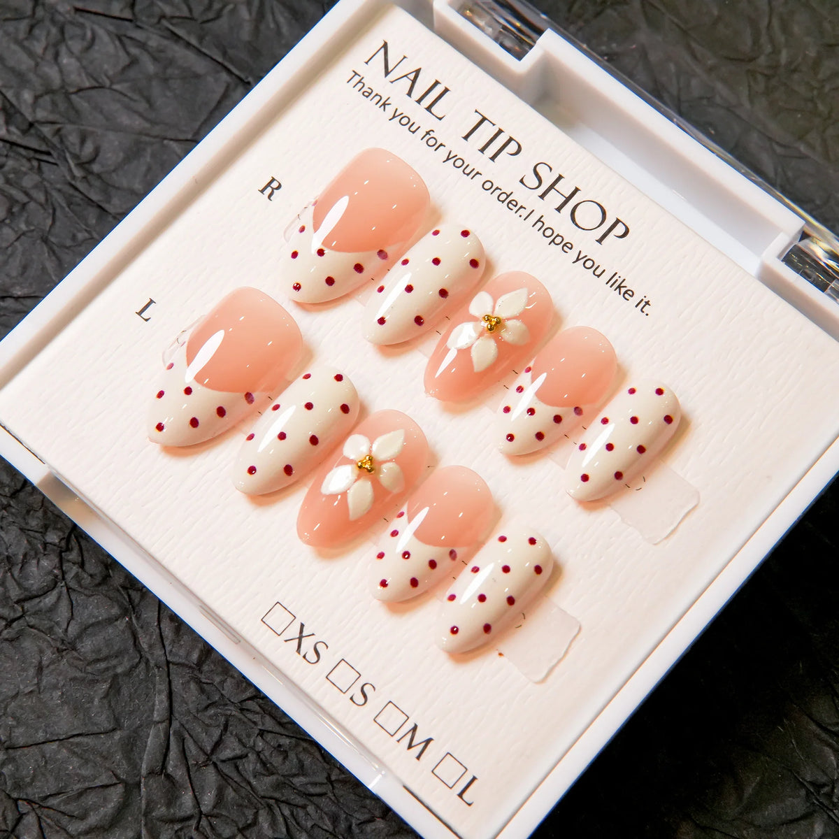 Press-On Nail Set Pre-Glued Floral Multiple Sizes