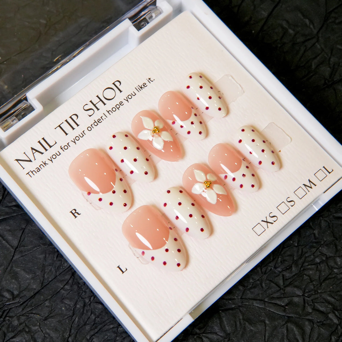 Press-On Nail Set Pre-Glued Floral Multiple Sizes
