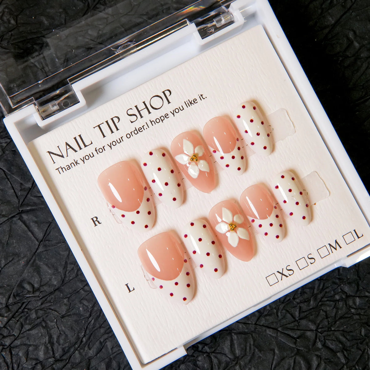 Press-On Nail Set Pre-Glued Floral Multiple Sizes