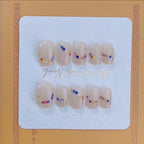 Press-On Nail Set Pre-Glued Glitter Floral