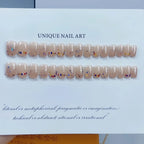 Press-On Nail Set Pre-Glued Glitter Floral