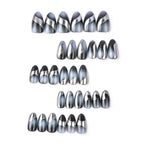 Press-On Nail Set Pre-Shaped Black & Silver Swirl