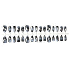 Press-On Nail Set Pre-Shaped Black & Silver Swirl