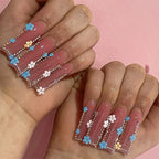 Press-On Nail Set Pre-Shaped Self-Adhesive Shimmering Floral & Glitter