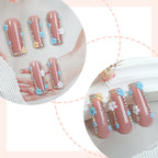 Press-On Nail Set Pre-Shaped Self-Adhesive Shimmering Floral & Glitter