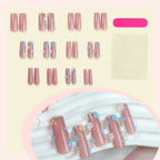 Press-On Nail Set Pre-Shaped Self-Adhesive Shimmering Floral & Glitter