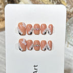 Press-On Nail Set Purple Floral Design Multiple Sizes