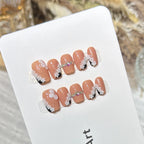 Press-On Nail Set Purple Floral Design Multiple Sizes