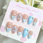 Press-On Nail Set Purple Floral Embellished Easy Application