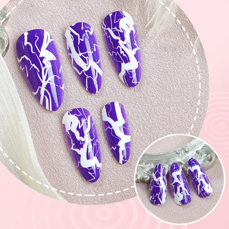 Press-On Nail Set Purple Lightning Bolt Multiple Sizes