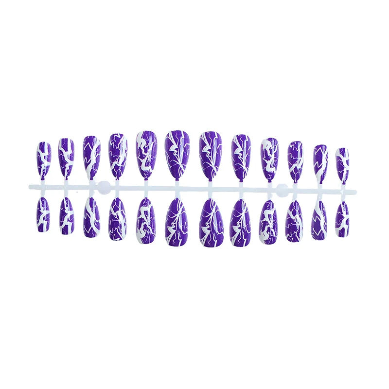 Press-On Nail Set Purple Lightning Bolt Multiple Sizes