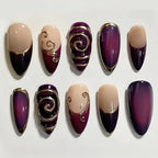 Press-On Nail Set Purple & Nude 30 Pieces
