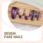 Press-On Nail Set Purple & Nude 30 Pieces