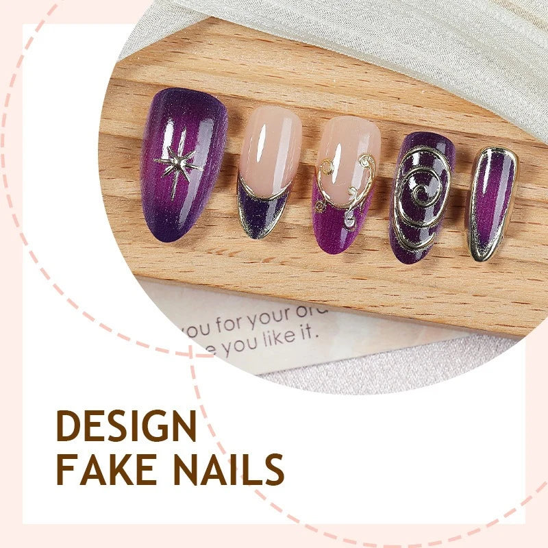 Press-On Nail Set Purple & Nude 30 Pieces
