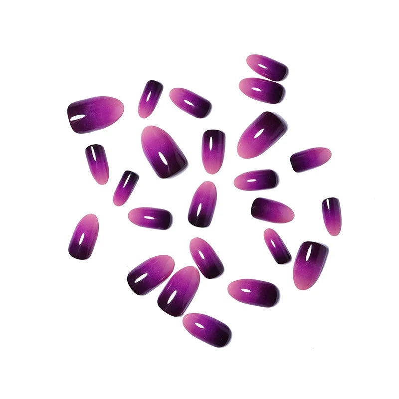 Press-On Nail Set Purple-Pink Ombre 24-Piece Reusable