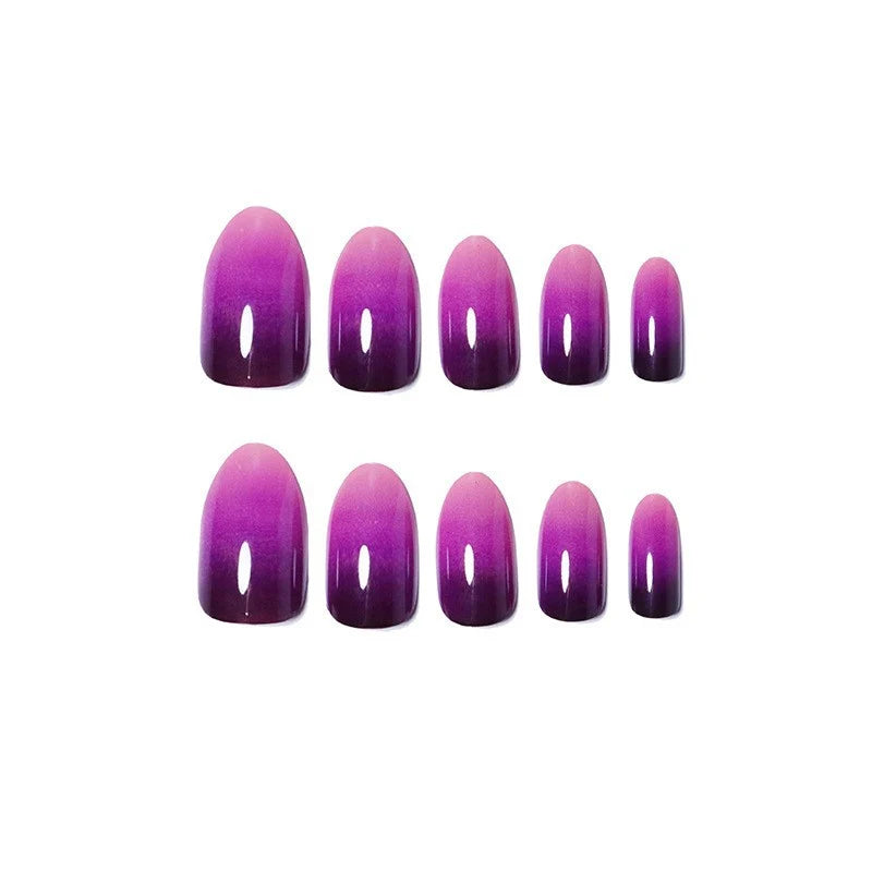 Press-On Nail Set Purple-Pink Ombre 24-Piece Reusable