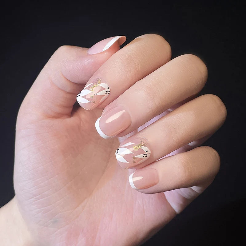 Press-On Nail Set Red Artistic Adhesive Backing