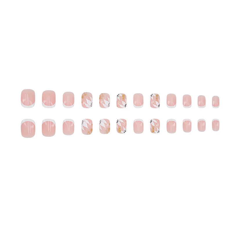 Press-On Nail Set Red Artistic Adhesive Backing