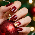 Press-On Nail Set Red Glitter Self-Adhesive Multiple Sizes