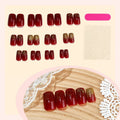 Press-On Nail Set Red Glitter Self-Adhesive Multiple Sizes