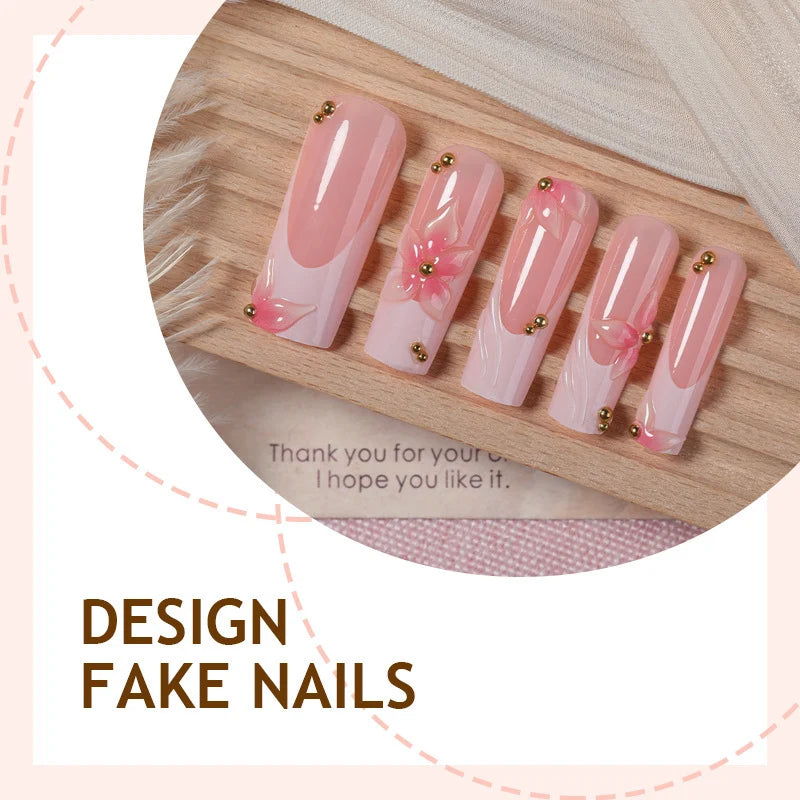 Press-On Nail Set Red Gloss Art Designs