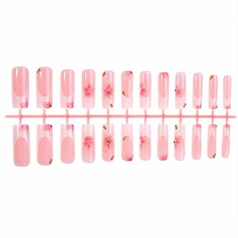 Press-On Nail Set Red Gloss Art Designs