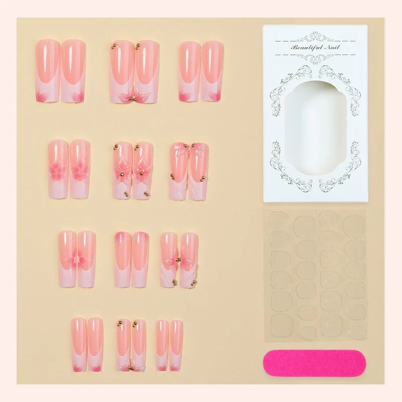 Press-On Nail Set Red Gloss Art Designs