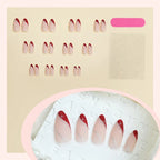 Press-On Nail Set Red Gradient Glitter Kit & Glue