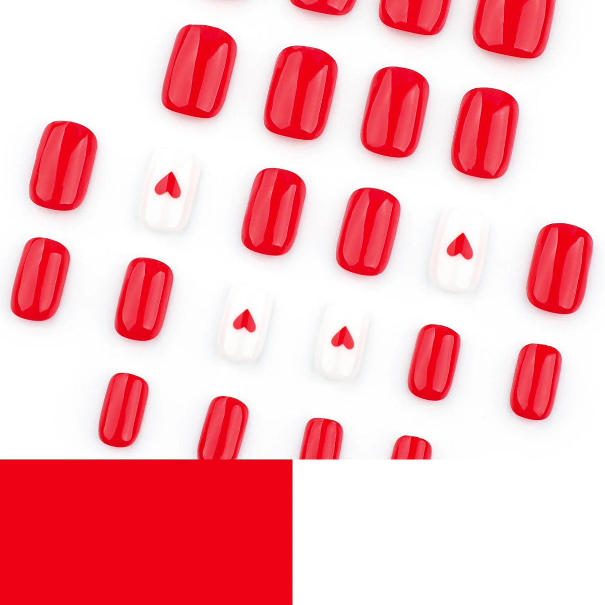 Press-On Nail Set Red Heart Accent Easy Application