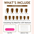 Press-On Nail Set Red & Rose Designs Glue Included