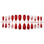 Press-On Nail Set Red & Rose Designs Glue Included