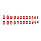 Press-On Nail Set Red Snowflake 24-Piece Glue & Template