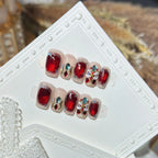 Press-On Nail Set Red Sparkle Gel Reusable