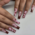 Press-On Nail Set Red Star & Gem Embellished