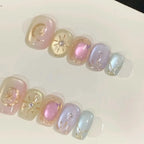 Press-On Nail Set Reusable 30-Piece Gold & Celestial