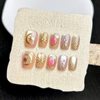 Press-On Nail Set Reusable 30-Piece Gold & Celestial