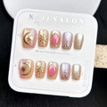 Press-On Nail Set Reusable 30-Piece Gold & Celestial