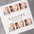 Press-On Nail Set Reusable Adhesive Floral & Stripe