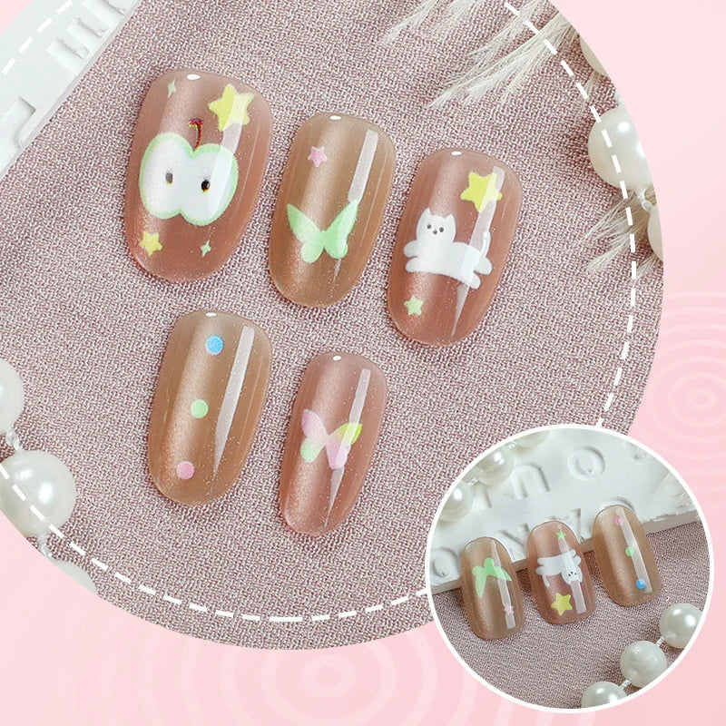 Press-On Nail Set Reusable Artistic Designs