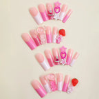 Press-On Nail Set Reusable Decorative With Glue & File