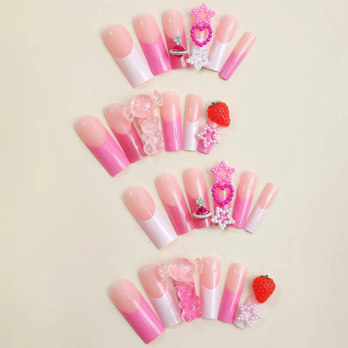 Press-On Nail Set Reusable Decorative With Glue & File