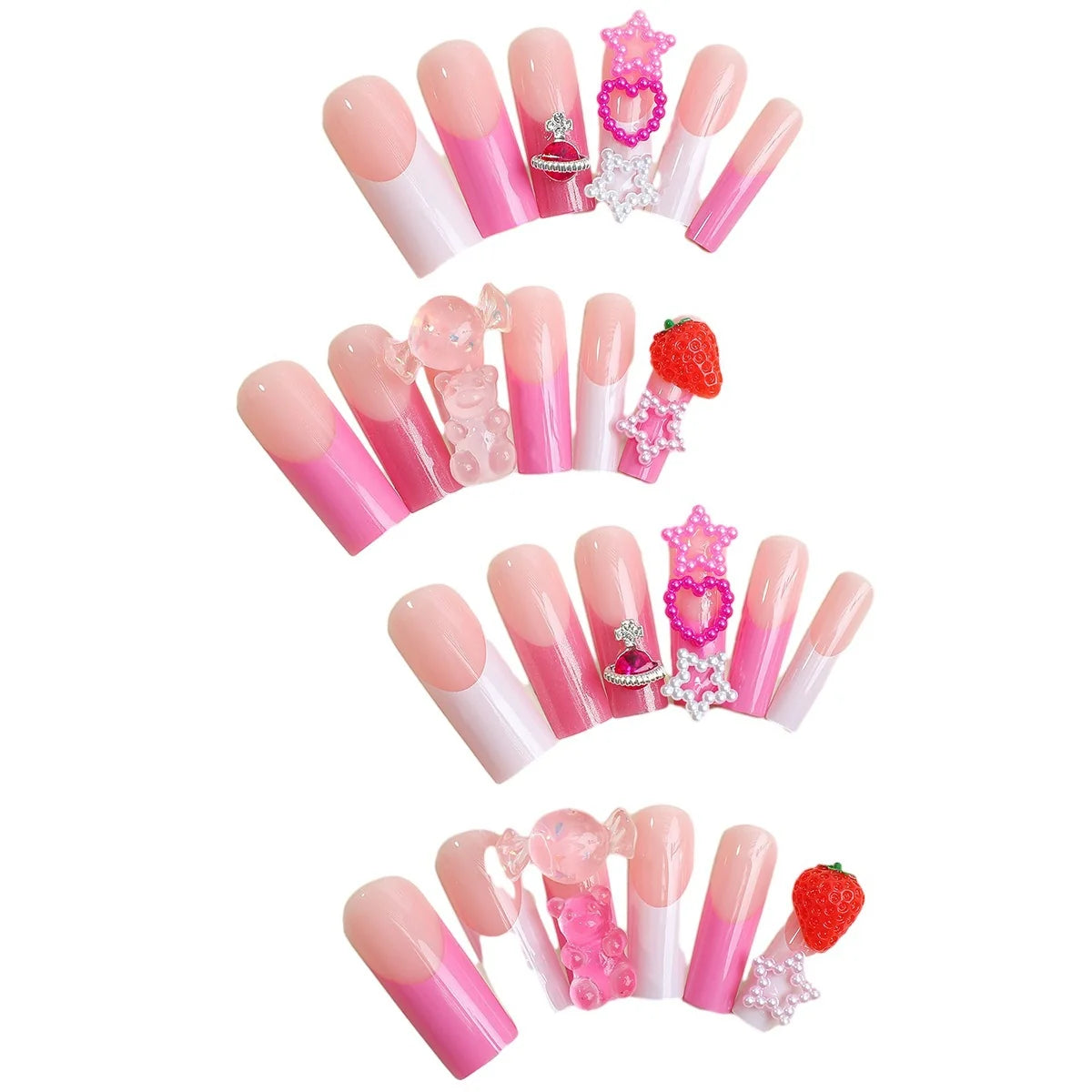 Press-On Nail Set Reusable Decorative With Glue & File