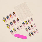 Press-On Nail Set Reusable Floral & Abstract