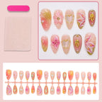 Press-On Nail Set Reusable Floral Design & Sparkling Accents